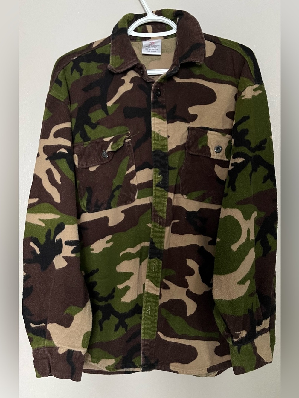 Vintage Rothco Camouflage Fleece Button-Up Jacket